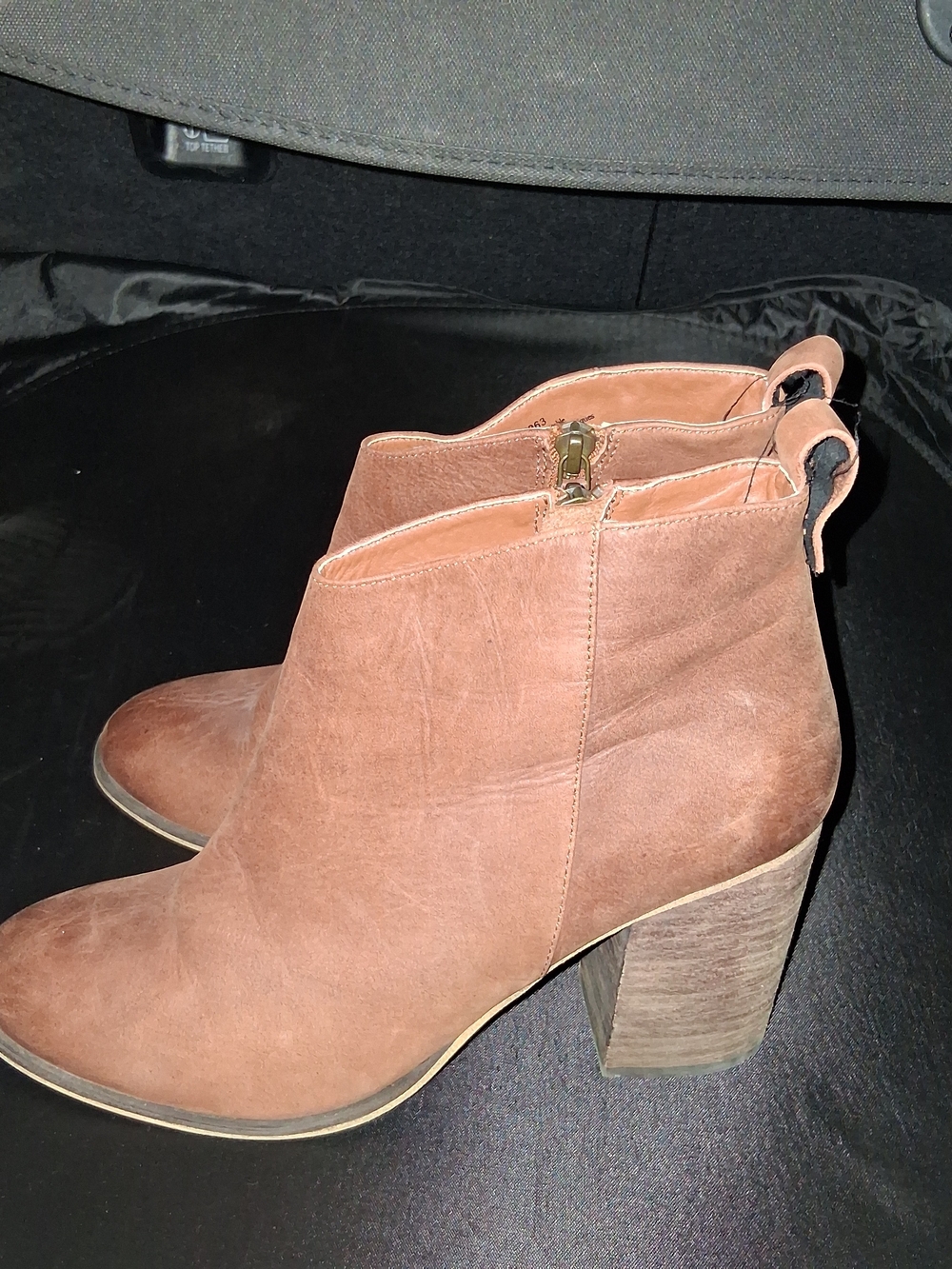 bp Tan Suede Ankle Booties with Block Heel